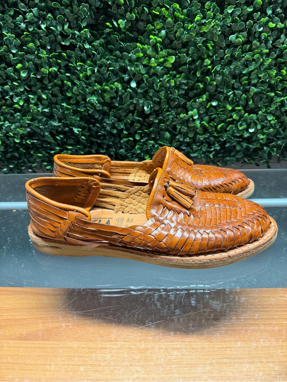 Men's Woven Leather Tassel Loafers - Brown - Picture 5 of 8